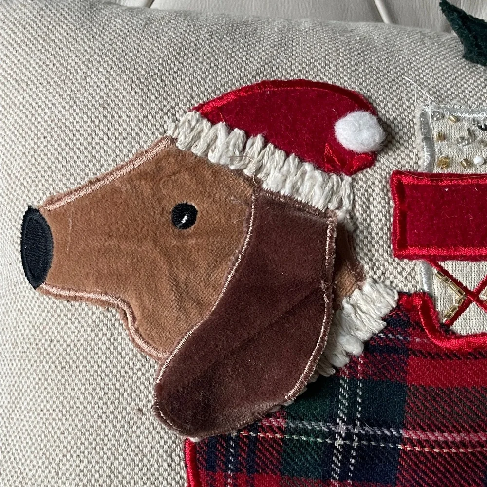 Festive Dachshund Holiday Pillow made by Secret Celebrity
